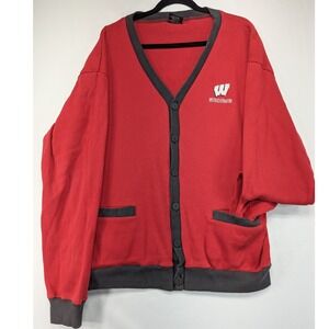 Colosseum Wisconsin Badgers Cardigan‎ Sweater Red W Logo Pullover XXL